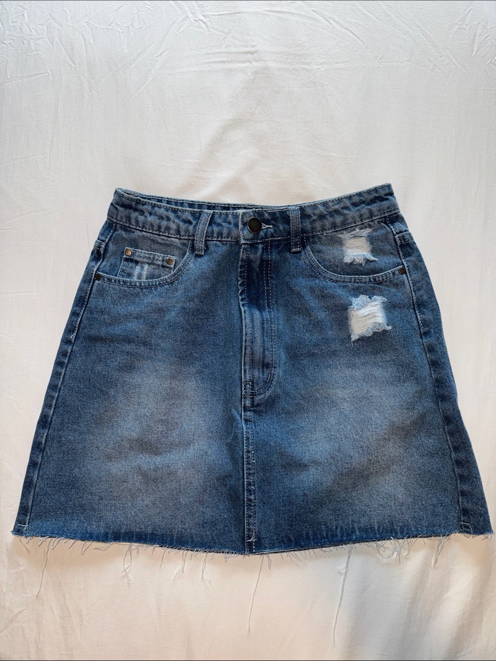 Petal and Pup Blue Distressed Denim A-Line Skirt